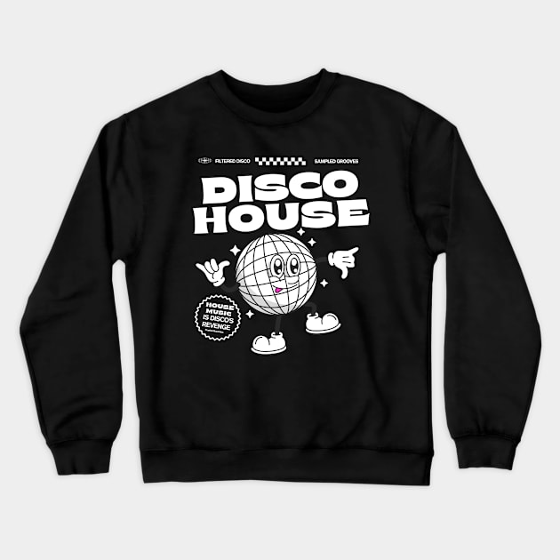 DISCO HOUSE  - Disco Ballin (White) Crewneck Sweatshirt by DISCOTHREADZ 